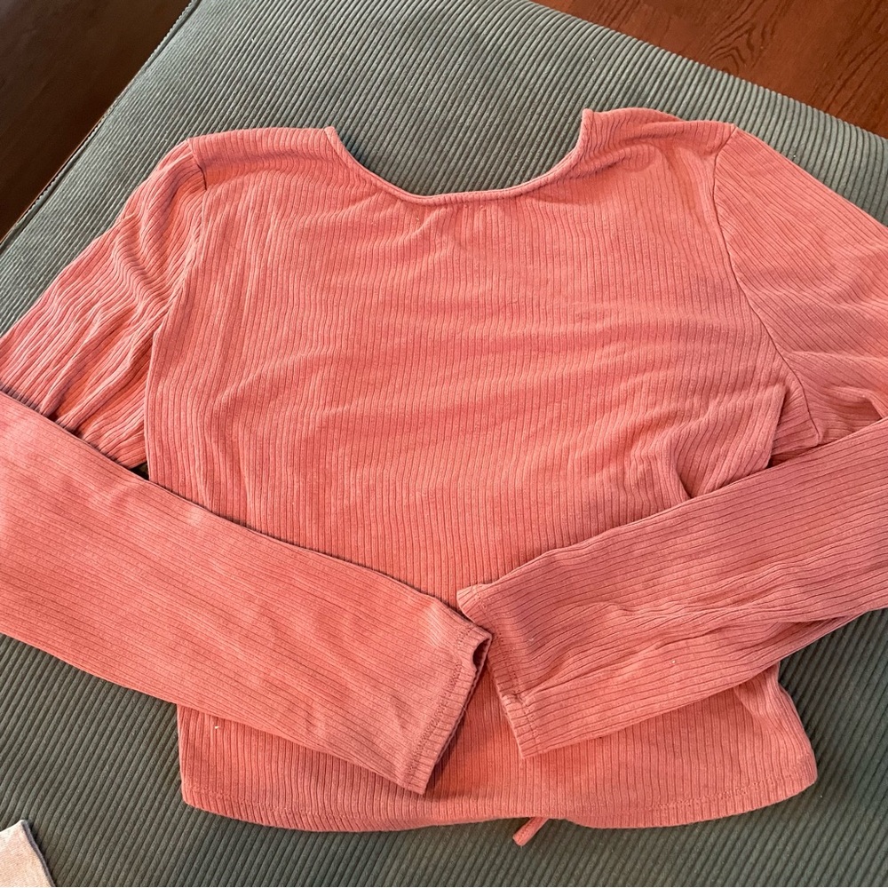 Astr Ribbed Pink backless Top